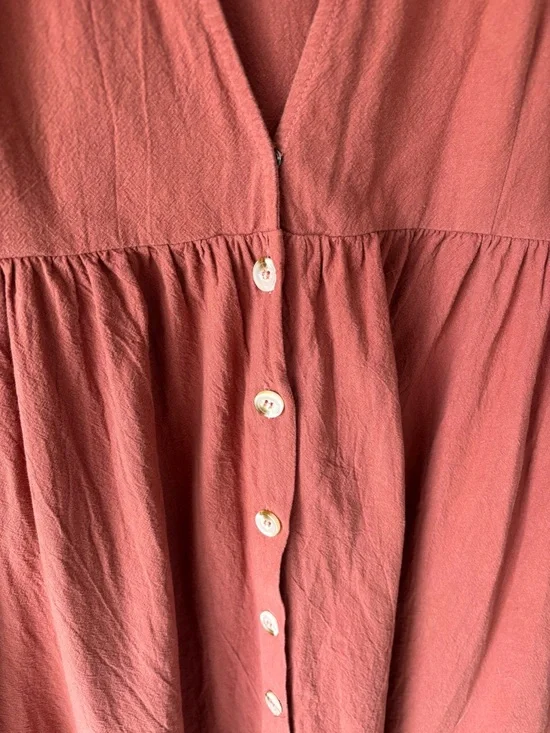 Natural Life Avery Midi Dress Button Front Rust Pink Boho Flowy Cottagecore - Picture 4 of 11